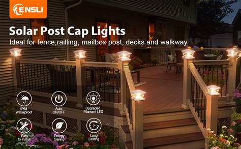 solar powered fence post lights|ENSLI Solar Post Cap Lights 6 Pack, 2 Mode Bright .